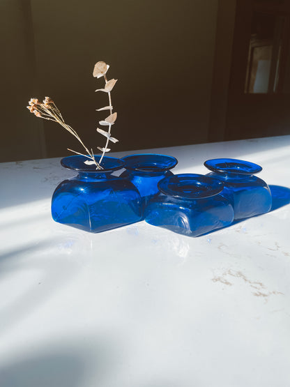 Royal Blue Glass Blown Diamond Micro Vases