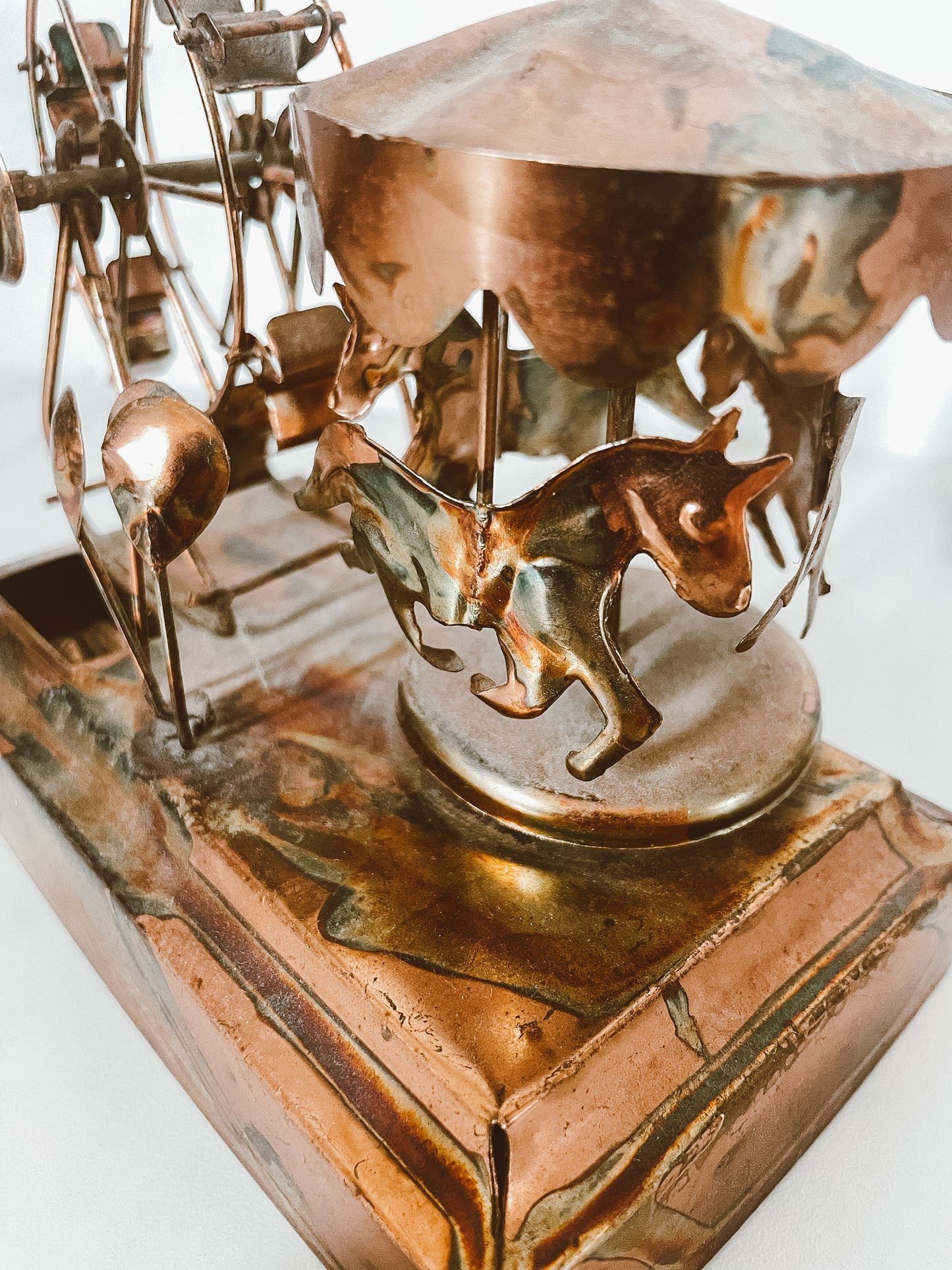 Vintage Copper Carnival Scene Music Box