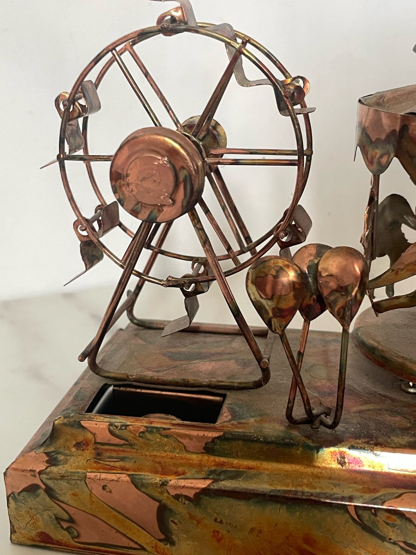 Vintage Copper Carnival Scene Music Box