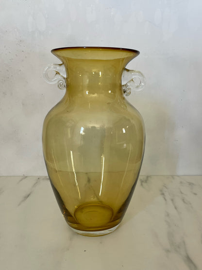 Handblown Glass Yellow Amphora Vase