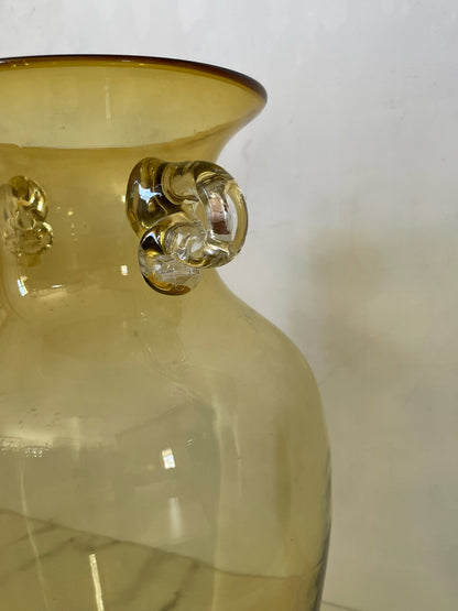 Handblown Glass Yellow Amphora Vase