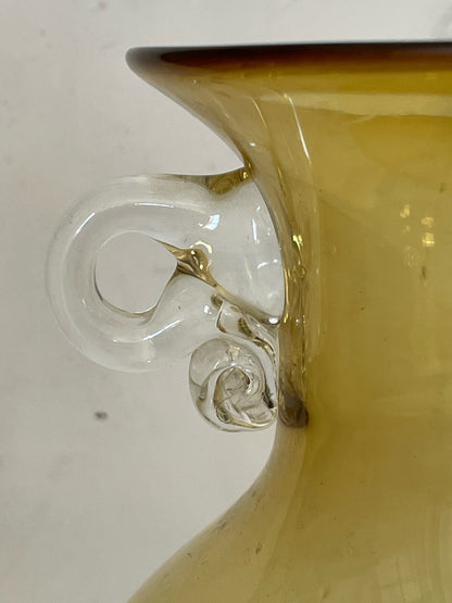 Handblown Glass Yellow Amphora Vase