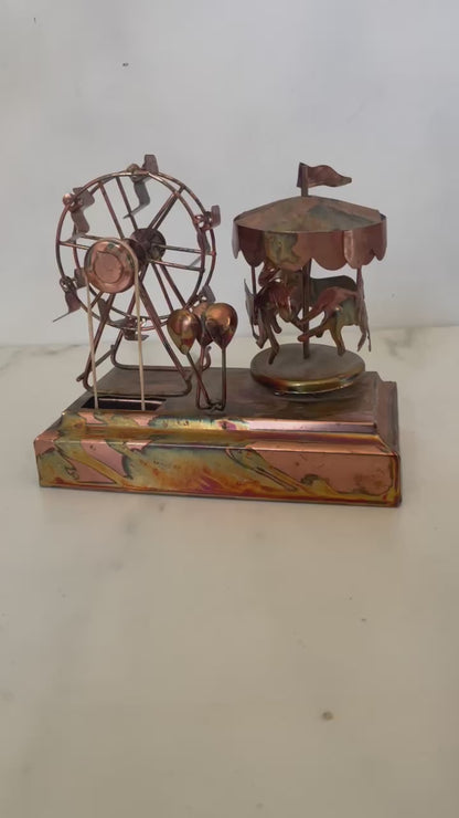 Vintage Copper Carnival Scene Music Box