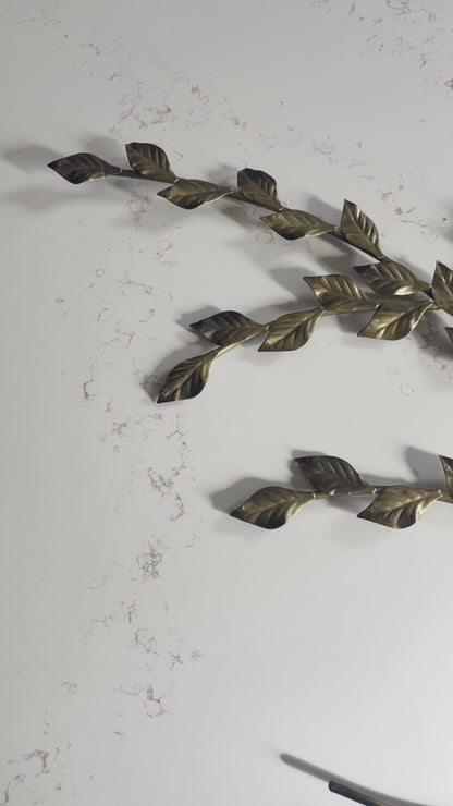 Gold Metal Leaf Branch Bouquet Wall Art