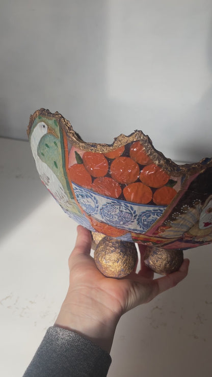 Handcrafted French-Inspired Clown/Joker Mache Bowl