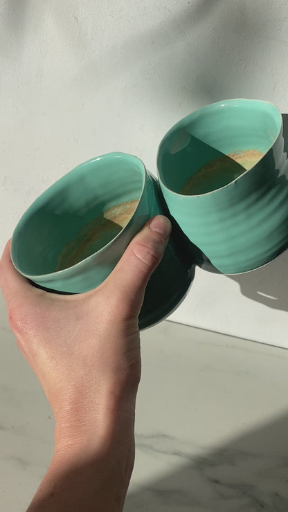 Duo Teal Sedona Conjoined Planter Pots