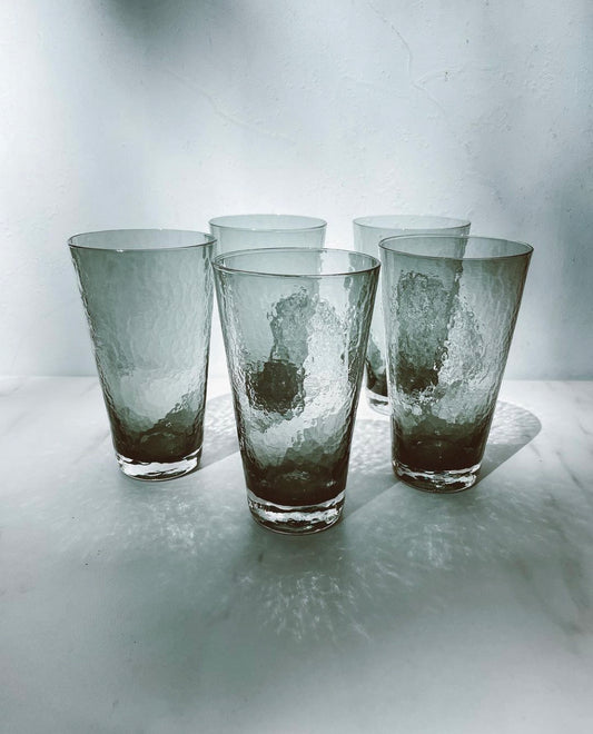 Gray Crinkle Glassware set of 5