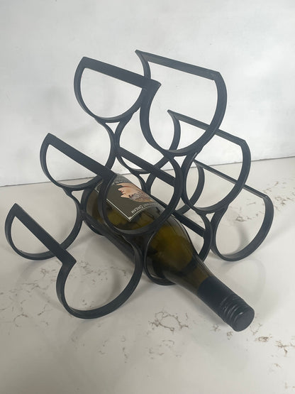 Minimalist Black Welded Iron 6 Bottle Wine Rack