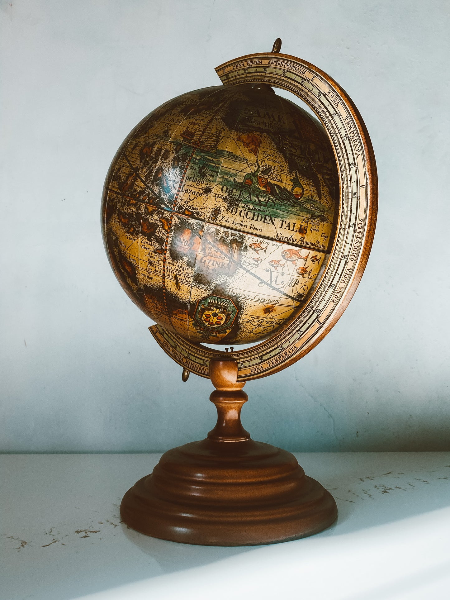 Vintage Old World Dark Toned Italian Astrology Globe