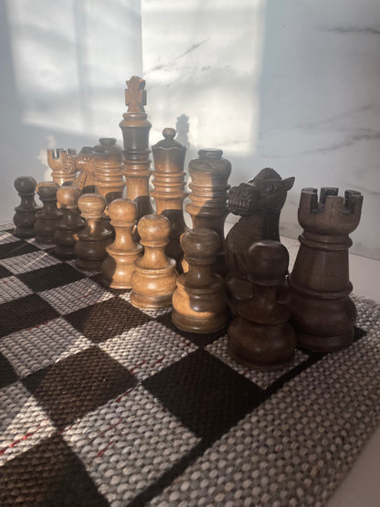 Cream & Brown Jumbo Wood Chess Set
