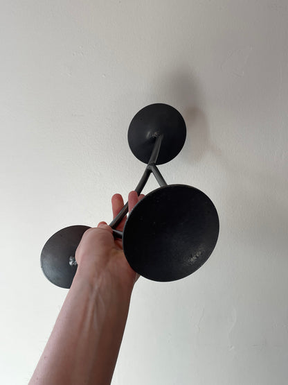 Tiered Silver Coated Forged Steel Candle Holder