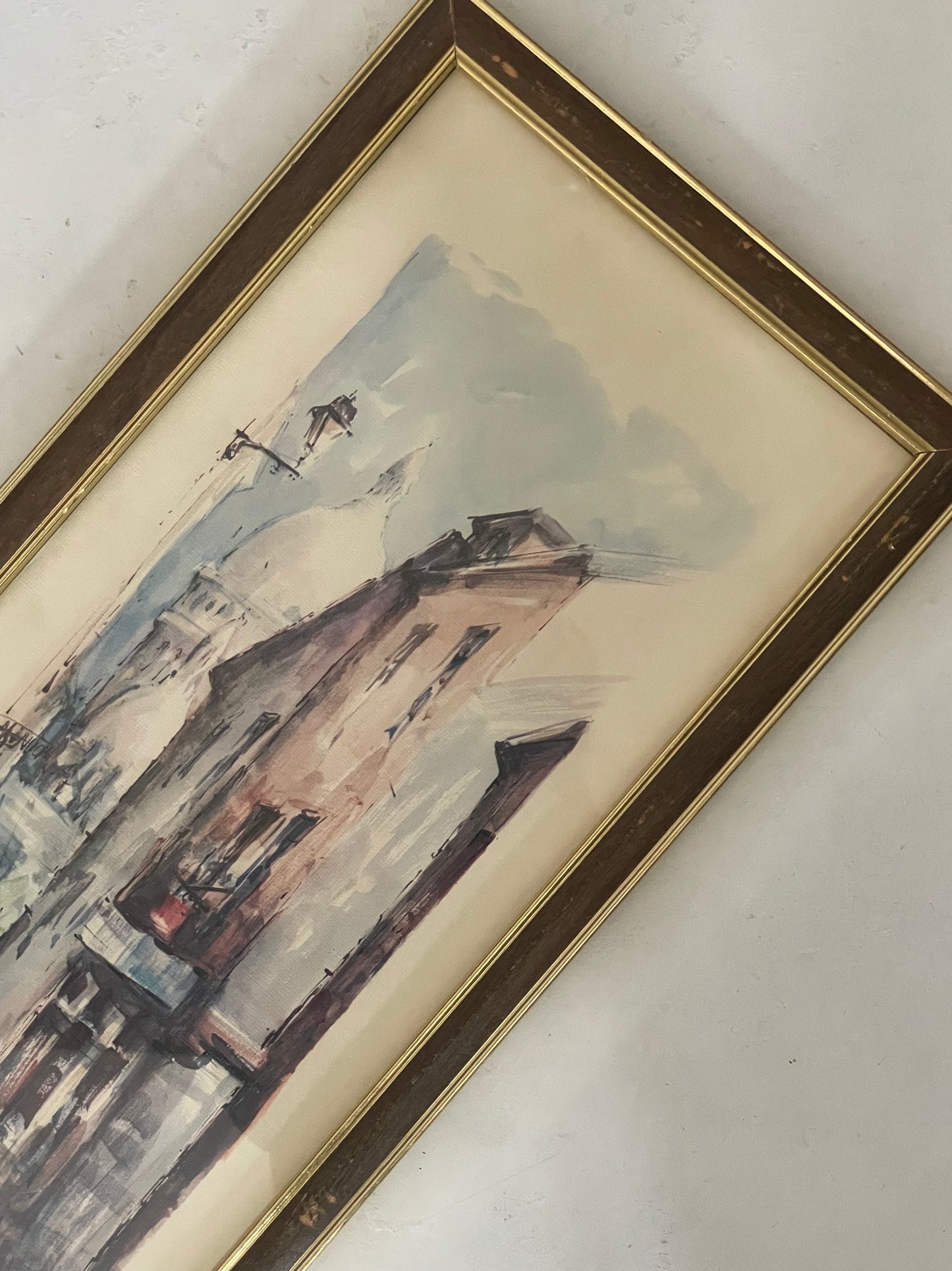 Vintage Paris “Rue Du Chevalier de la Barre Framed Watercolor Print