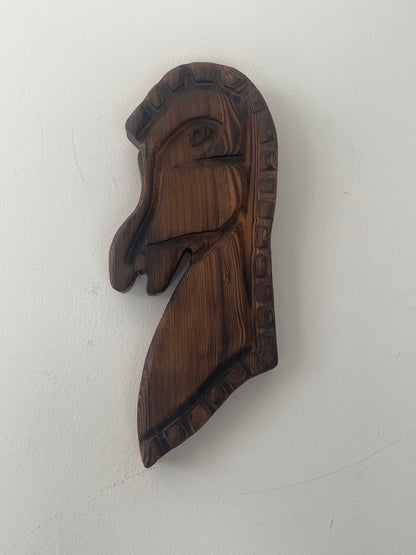 Hand-Carved Wooden His & Hers Horse Head Wall Hanging sold as pair of 2