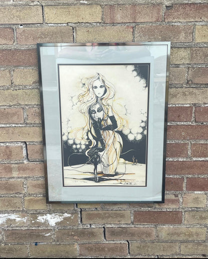 Mysterious Woman Mixed Media Original Signed Art