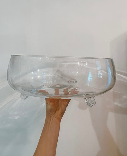 Handblown Trifoot Glass Centerpiece Bowl