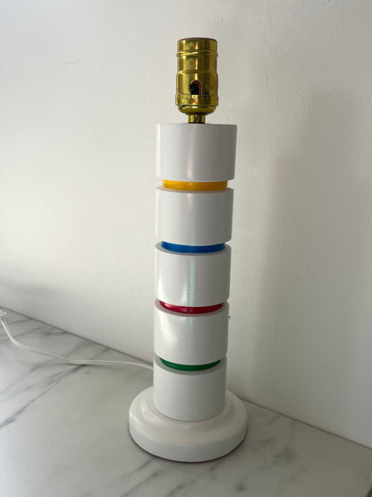 80’s Primary Color Wooden Pillar Table Lamp