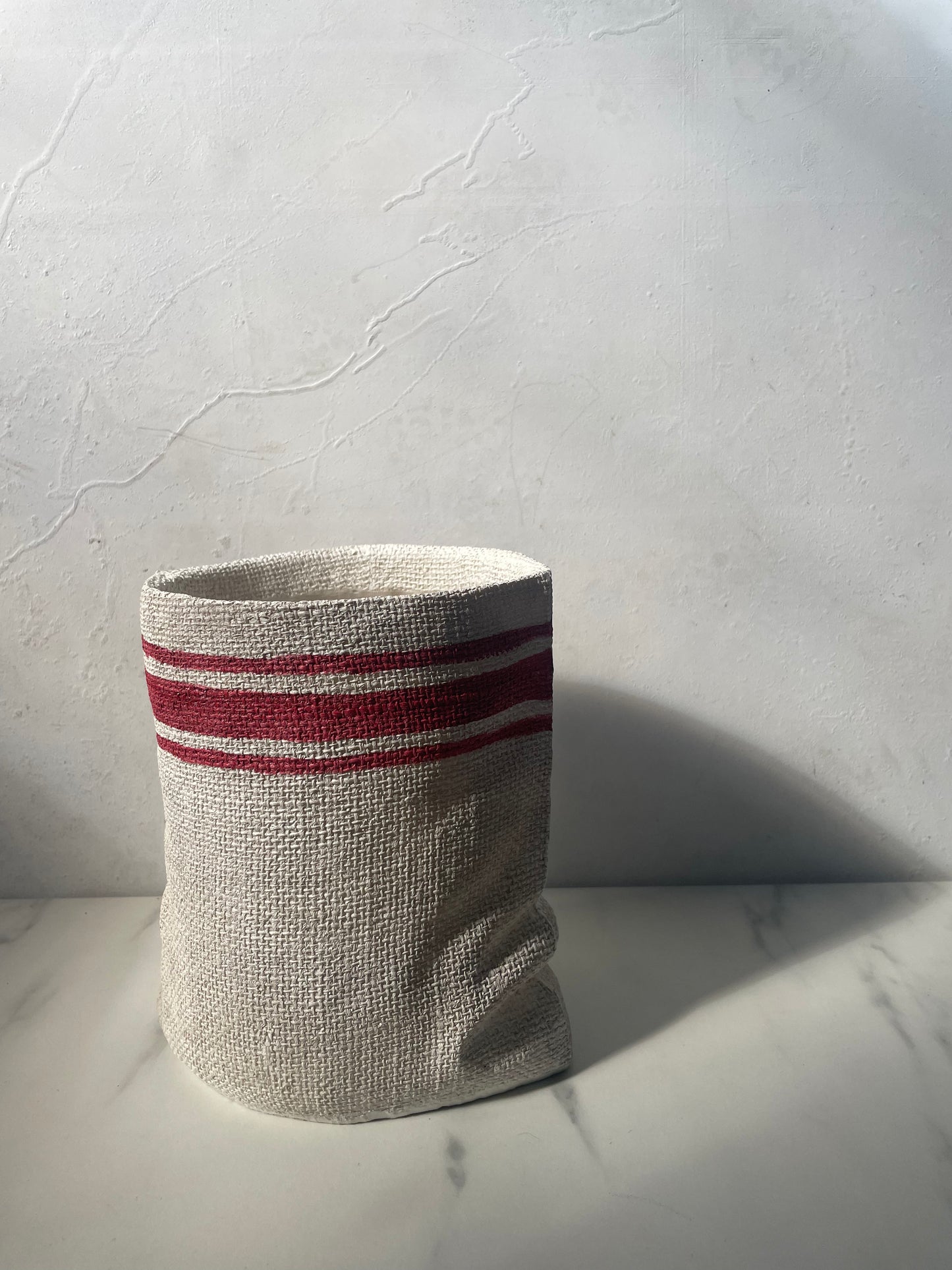 Textured Faux Canvas Sack Pottery Planter