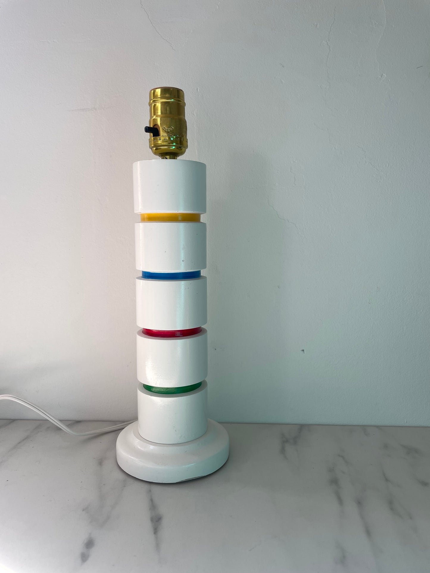 80’s Primary Color Wooden Pillar Table Lamp