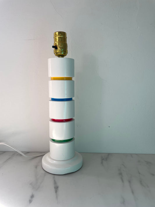 80’s Primary Color Wooden Pillar Table Lamp