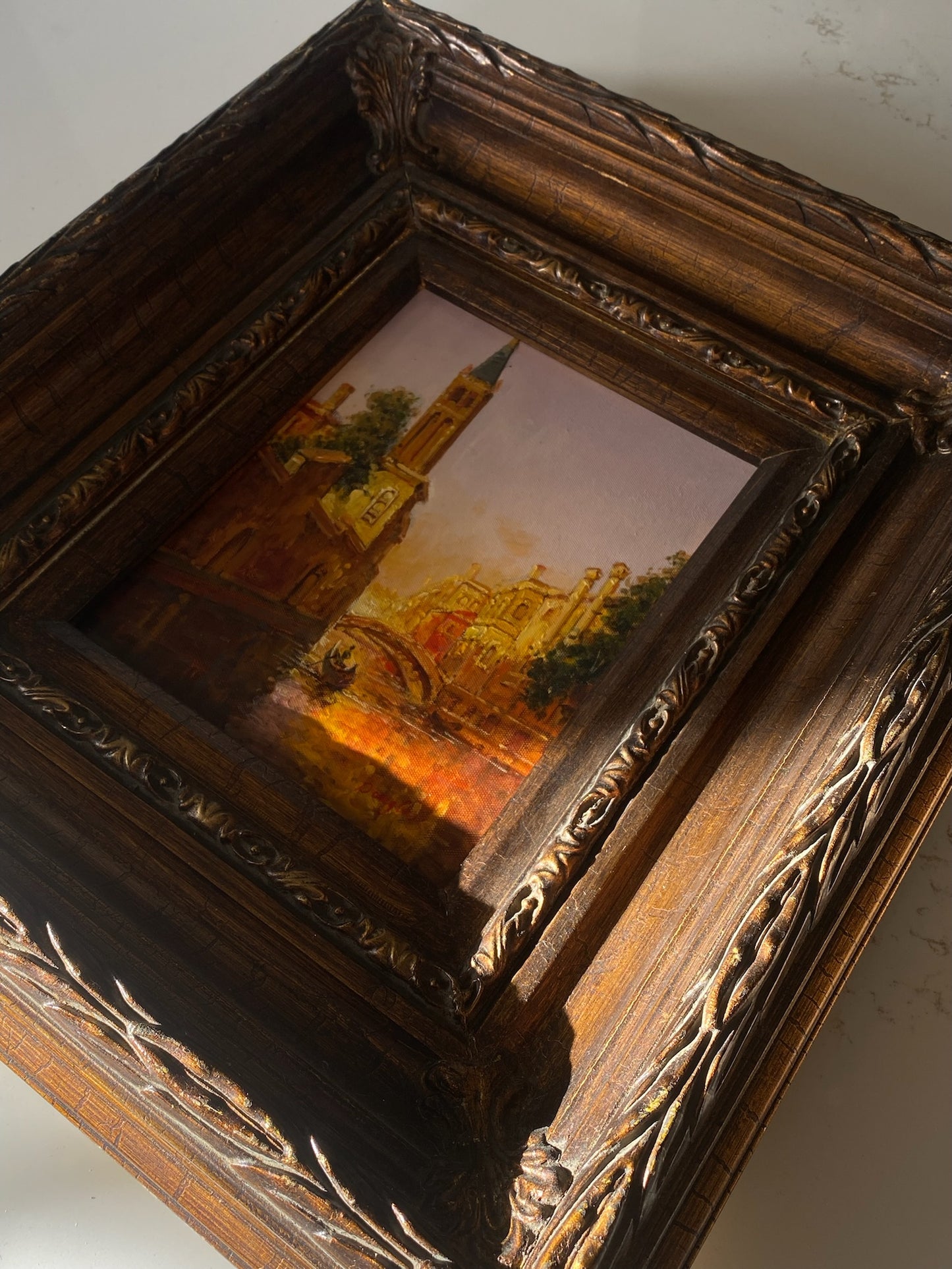Old World Venice & Cathedral Painting Framed and Signed Art