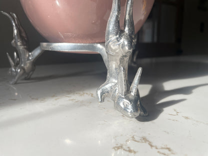 Arthur Cort Bunny Stand and Pink Vase