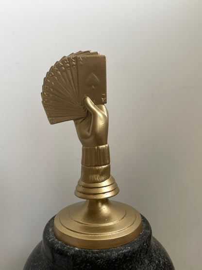 Vintage Poker Trophy Finial on Brass Stand