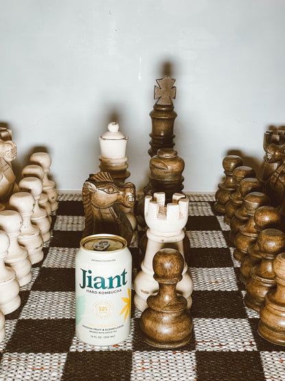 Cream & Brown Jumbo Wood Chess Set