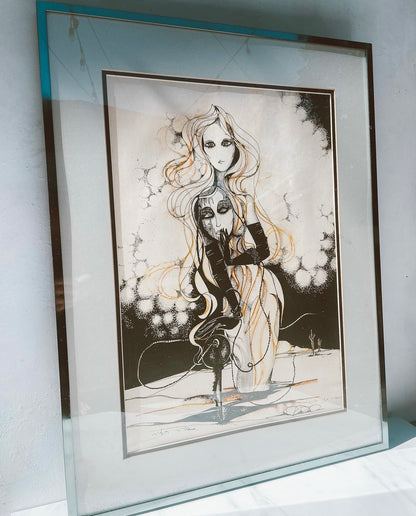 Mysterious Woman Mixed Media Original Signed Art