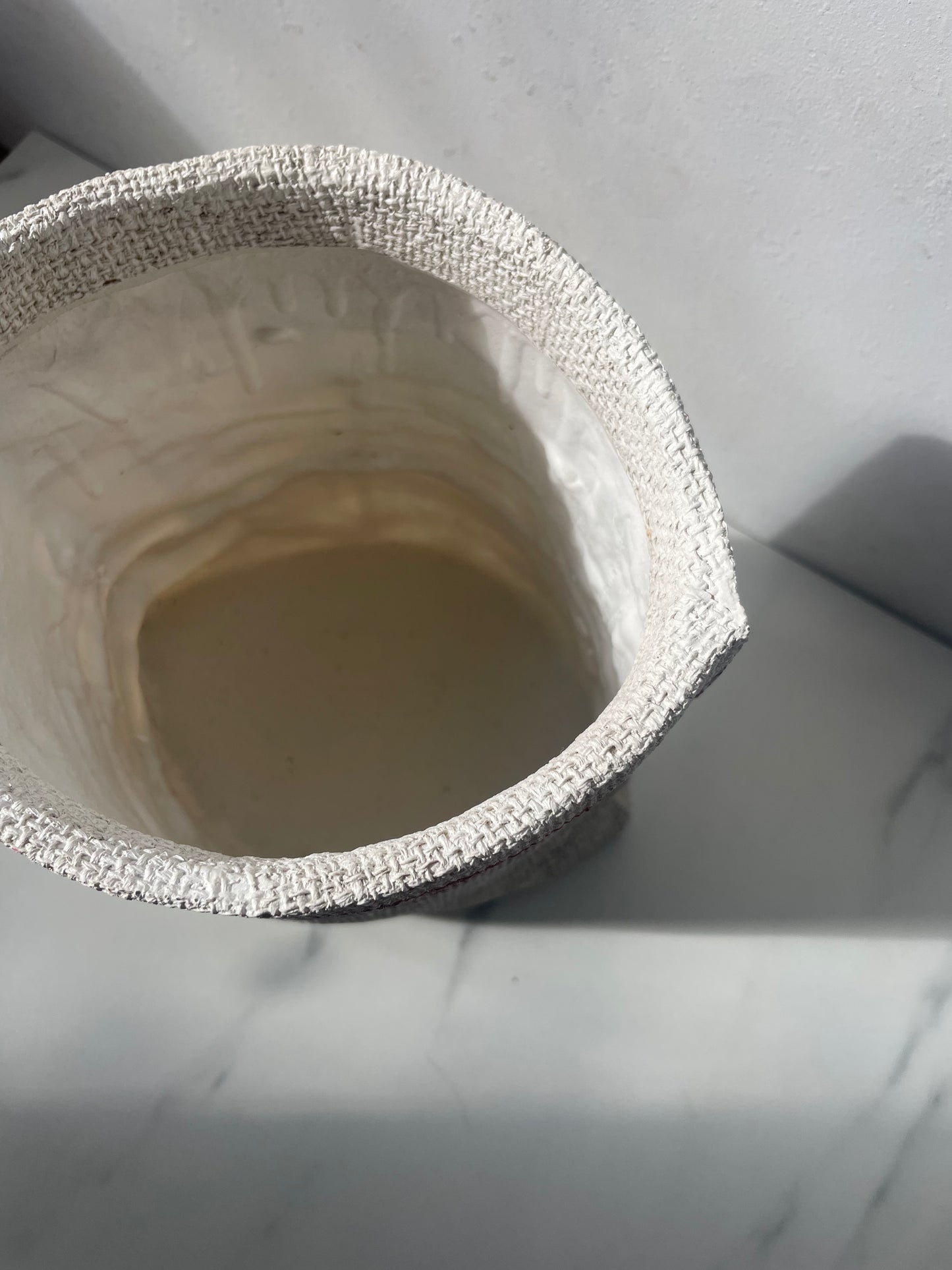 Textured Faux Canvas Sack Pottery Planter
