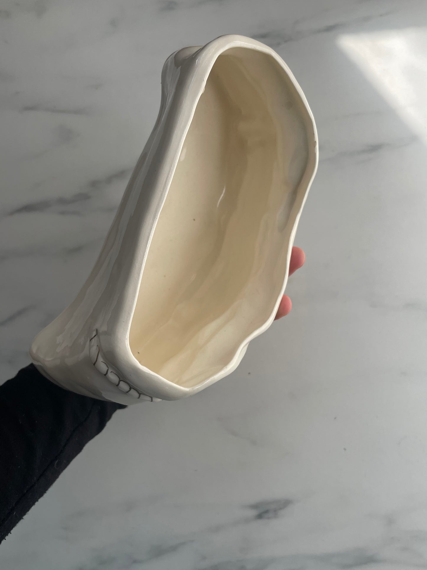 Sculpted Slouchy Clutch with Gold Ceramic Rope Ceramic Planter