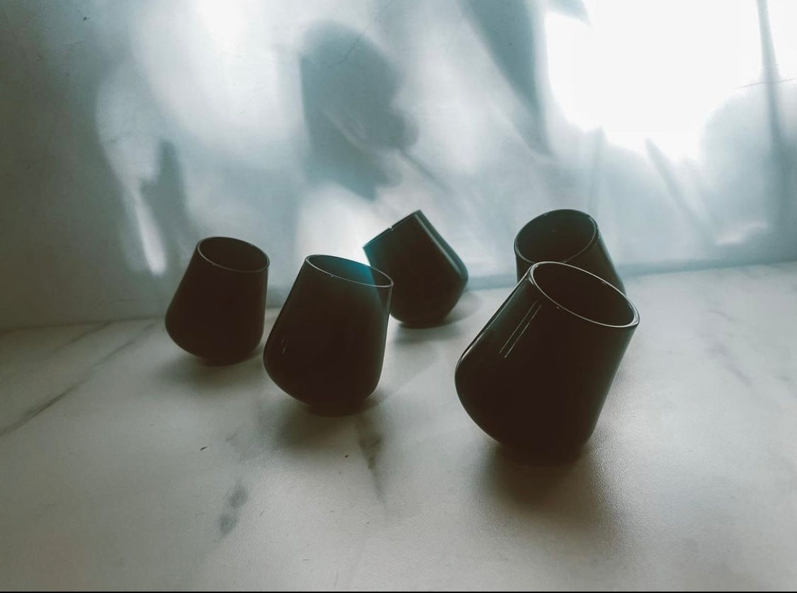 Opaque Black Rocking Shot Glasses set of 5