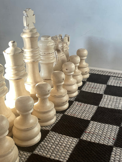 Cream & Brown Jumbo Wood Chess Set