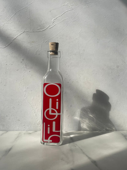 Funky Red Glass Oilio (Olive Oil) Bottle