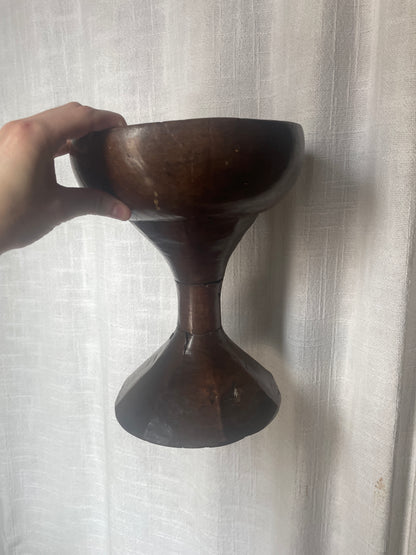 Cake Stand, Wood Bowl, Vase and Primitive Ceremonial Carved Wood Chalice