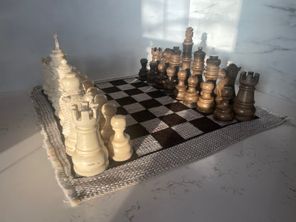 Cream & Brown Jumbo Wood Chess Set