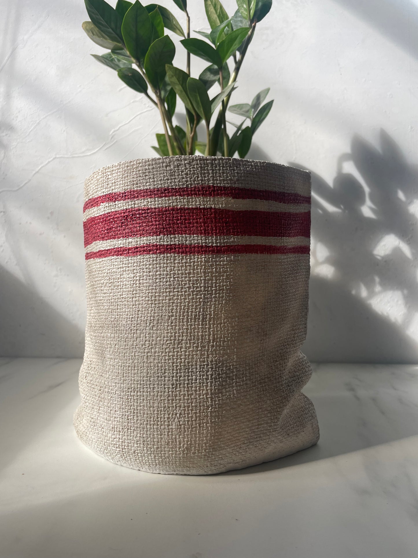 Textured Faux Canvas Sack Pottery Planter