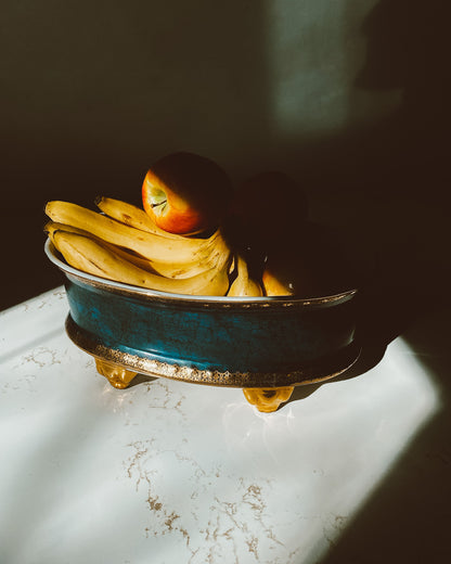 Royal Blue & Gold Porcelain Centerpiece Bowl
