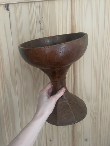 Cake Stand, Wood Bowl, Vase and Primitive Ceremonial Carved Wood Chalice