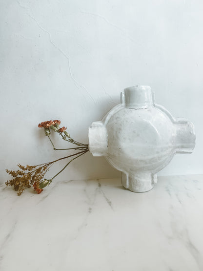 Cream Cross Patch Ceramic Vase