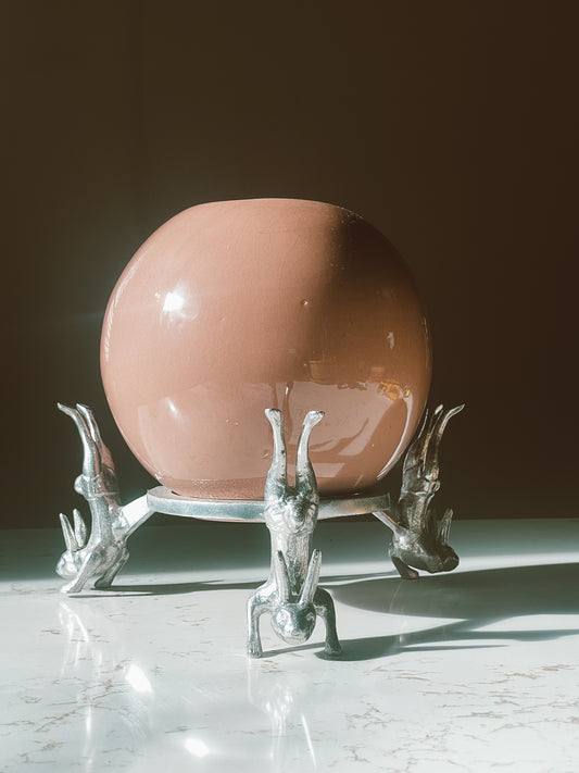 Arthur Cort Bunny Stand and Pink Vase