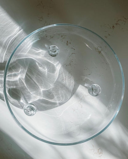 Handblown Trifoot Glass Centerpiece Bowl