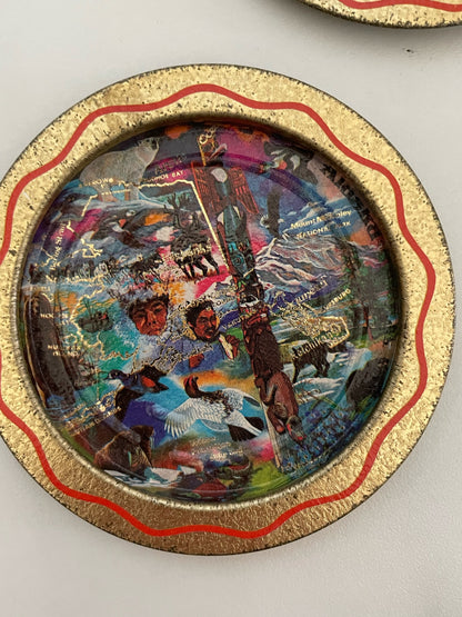 Vintage Hand Painted Alaskan Metal Coasters