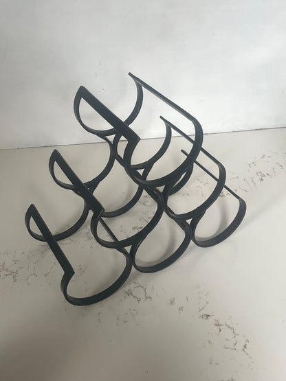 Minimalist Black Welded Iron 6 Bottle Wine Rack