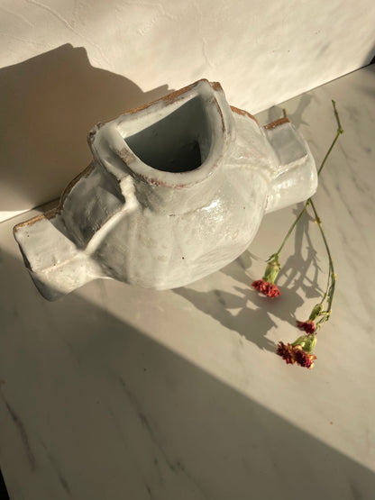 Cream Cross Patch Ceramic Vase