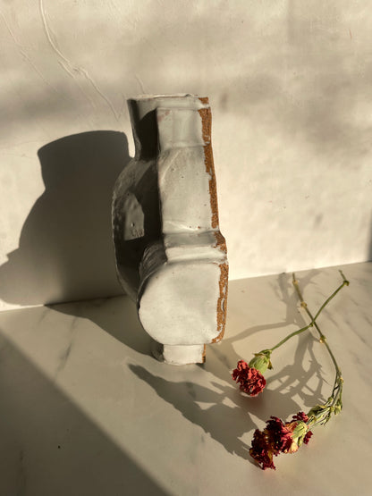 Cream Cross Patch Ceramic Vase