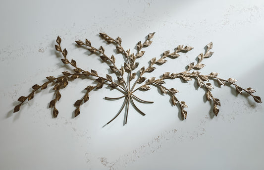 Gold Metal Leaf Branch Bouquet Wall Art