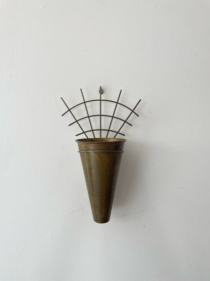Handcrafted Solid Brass Wall Vase