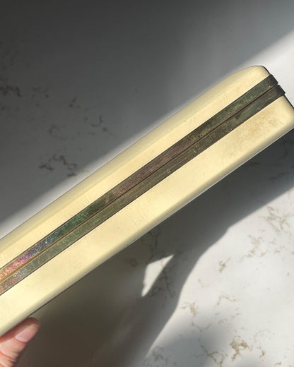 Vintage 13 Compartment Cream & Red Ring Jewelry Box