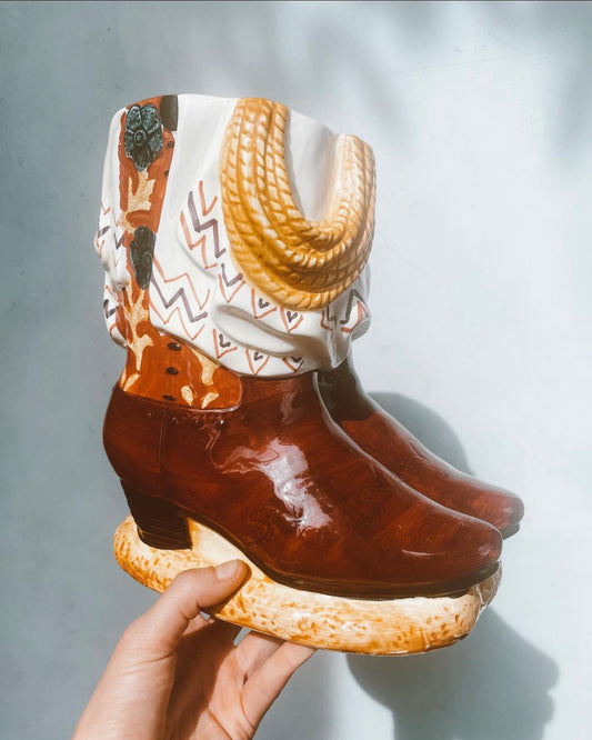 Ceramic Cowboy Boot Planter