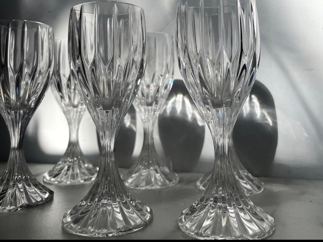 Vintage Mikasa “Park Lane” Crystal Fluted Liqueur Port Stem Glasses Occasion Glass set of 6